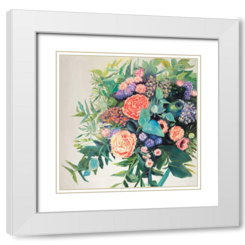 FLOWERS MELODY White Modern Wood Framed Art Print with Double Matting by Atelier B Art Studio