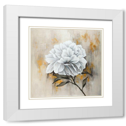 WHITE PEONY White Modern Wood Framed Art Print with Double Matting by Atelier B Art Studio