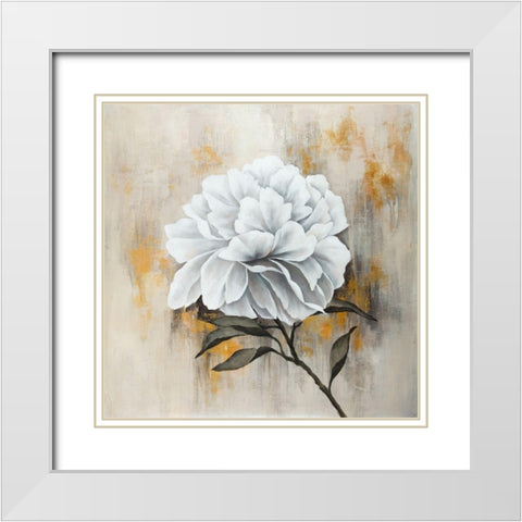 WHITE PEONY White Modern Wood Framed Art Print with Double Matting by Atelier B Art Studio