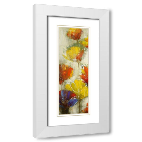 MODERN YELLOW FLOWERS White Modern Wood Framed Art Print with Double Matting by Atelier B Art Studio