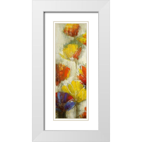 MODERN YELLOW FLOWERS White Modern Wood Framed Art Print with Double Matting by Atelier B Art Studio