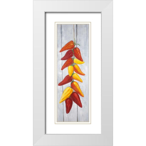 Rope of Peppers Three Colors White Modern Wood Framed Art Print with Double Matting by Atelier B Art Studio