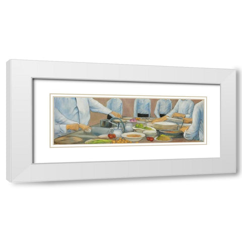 Cook Chefs at Work White Modern Wood Framed Art Print with Double Matting by Atelier B Art Studio