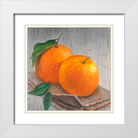Oranges Fruit White Modern Wood Framed Art Print with Double Matting by Atelier B Art Studio