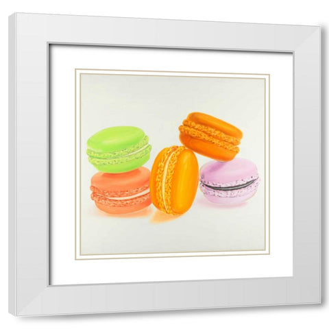 Small Bites of Macaroons White Modern Wood Framed Art Print with Double Matting by Atelier B Art Studio
