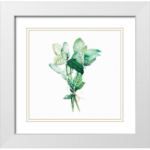 TIED UP BASIL LEAVES BUNDLE White Modern Wood Framed Art Print with Double Matting by Atelier B Art Studio