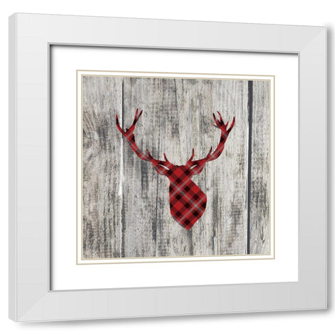 WOOD AND DEER White Modern Wood Framed Art Print with Double Matting by Atelier B Art Studio