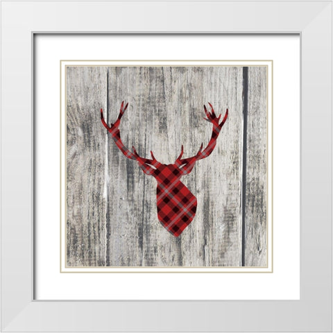 WOOD AND DEER White Modern Wood Framed Art Print with Double Matting by Atelier B Art Studio