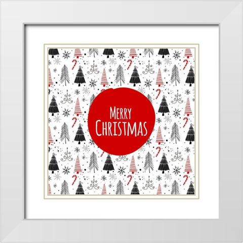 MERRY CHRISTMAS - EN White Modern Wood Framed Art Print with Double Matting by Atelier B Art Studio