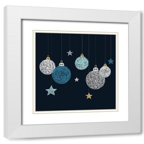 CHRISTMAS BALL VECTOR White Modern Wood Framed Art Print with Double Matting by Atelier B Art Studio