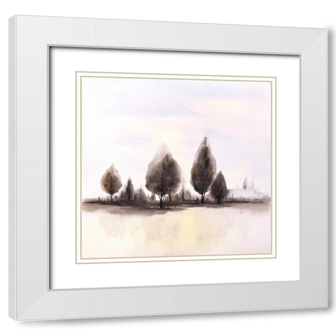 Landscape of Trees White Modern Wood Framed Art Print with Double Matting by Atelier B Art Studio