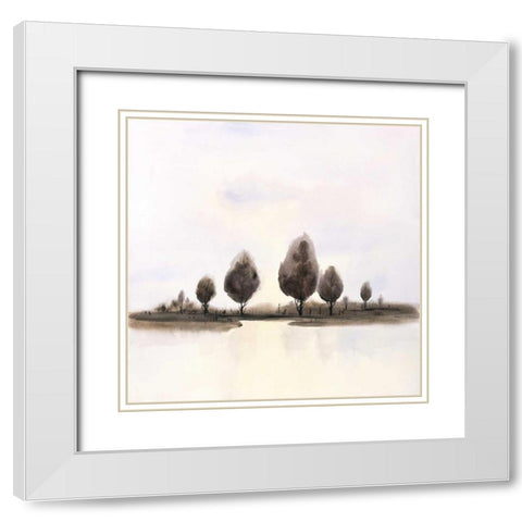 Abstract Landscape of Trees White Modern Wood Framed Art Print with Double Matting by Atelier B Art Studio