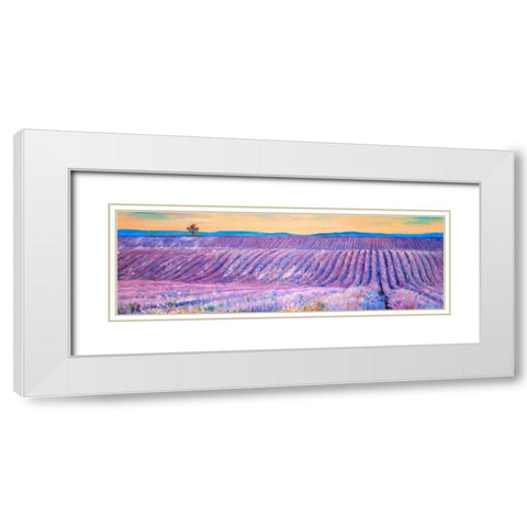 Landscape of a Field of Lavender White Modern Wood Framed Art Print with Double Matting by Atelier B Art Studio