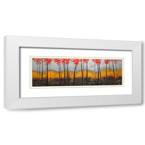 Abstract Autumn Trees White Modern Wood Framed Art Print with Double Matting by Atelier B Art Studio