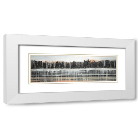 Rainy Fall Landscape with Dark Forest White Modern Wood Framed Art Print with Double Matting by Atelier B Art Studio