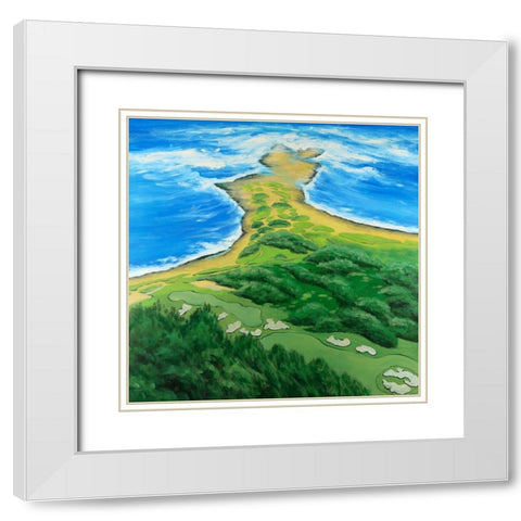 Island Overhead View with Waves White Modern Wood Framed Art Print with Double Matting by Atelier B Art Studio