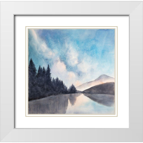 LAKEVIEW BY NIGHT White Modern Wood Framed Art Print with Double Matting by Atelier B Art Studio