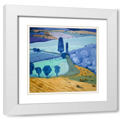 TUSCANY FIELD White Modern Wood Framed Art Print with Double Matting by Atelier B Art Studio