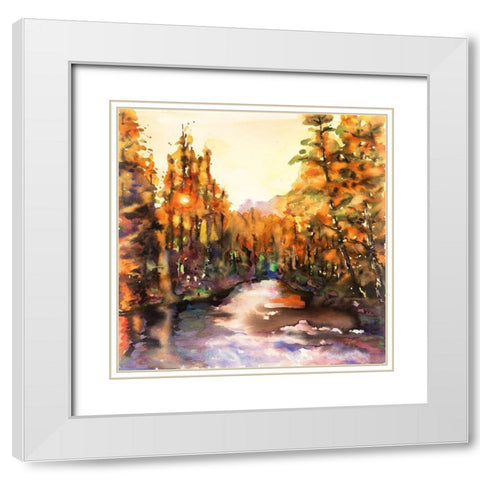 MERCED RIVER  White Modern Wood Framed Art Print with Double Matting by Atelier B Art Studio