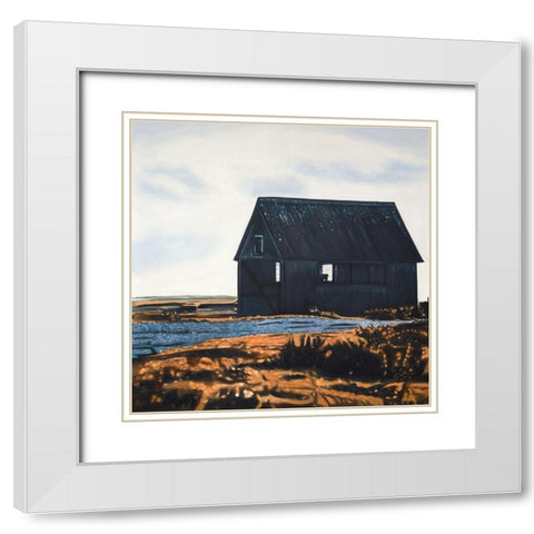 ABANDONED BARN White Modern Wood Framed Art Print with Double Matting by Atelier B Art Studio