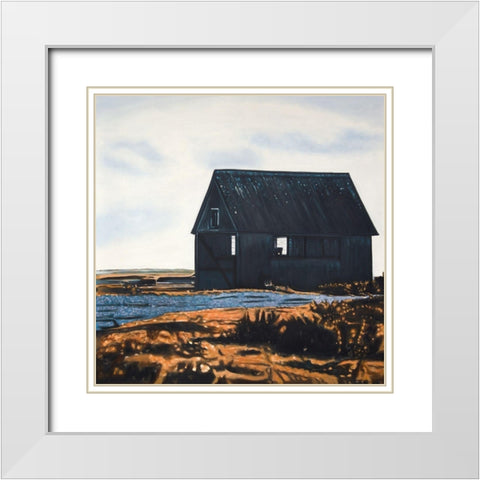 ABANDONED BARN White Modern Wood Framed Art Print with Double Matting by Atelier B Art Studio