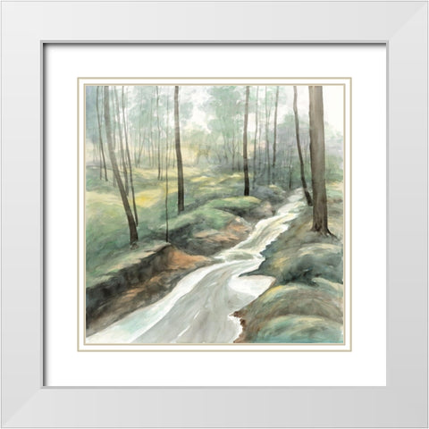 WATERFALL White Modern Wood Framed Art Print with Double Matting by Atelier B Art Studio