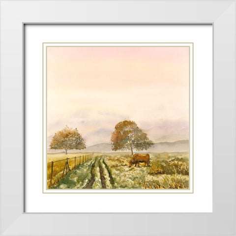 SWEET MORNING IN THE COUNTRYSIDE White Modern Wood Framed Art Print with Double Matting by Atelier B Art Studio