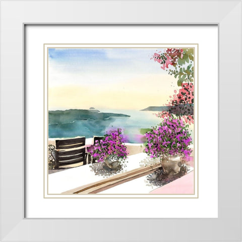MEDITERRANEAN SEA VIEW White Modern Wood Framed Art Print with Double Matting by Atelier B Art Studio