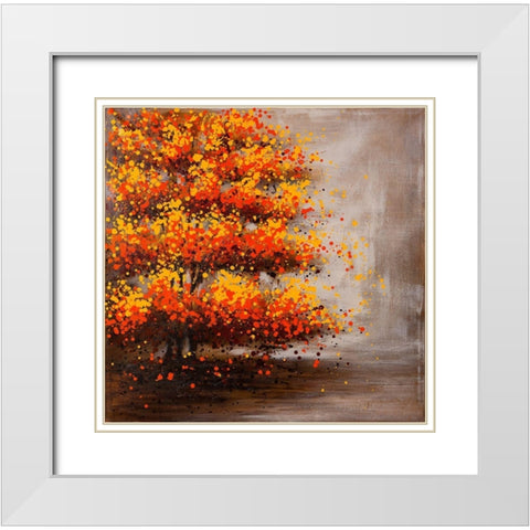 DOTTED TREE White Modern Wood Framed Art Print with Double Matting by Atelier B Art Studio