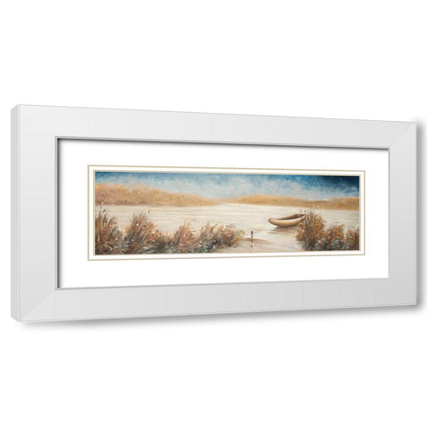 ABANDONED BOAT White Modern Wood Framed Art Print with Double Matting by Atelier B Art Studio