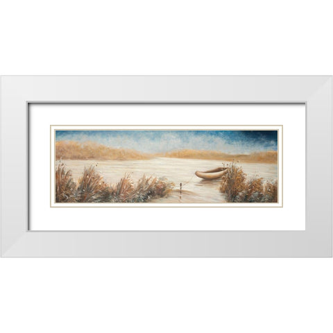 ABANDONED BOAT White Modern Wood Framed Art Print with Double Matting by Atelier B Art Studio