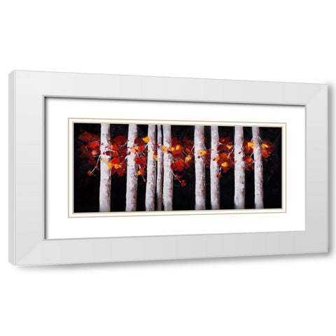 WHITE TREES WITH ORANGE LEAVES White Modern Wood Framed Art Print with Double Matting by Atelier B Art Studio