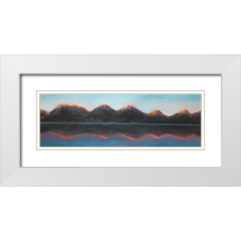 Mountains and Calm Lake White Modern Wood Framed Art Print with Double Matting by Atelier B Art Studio