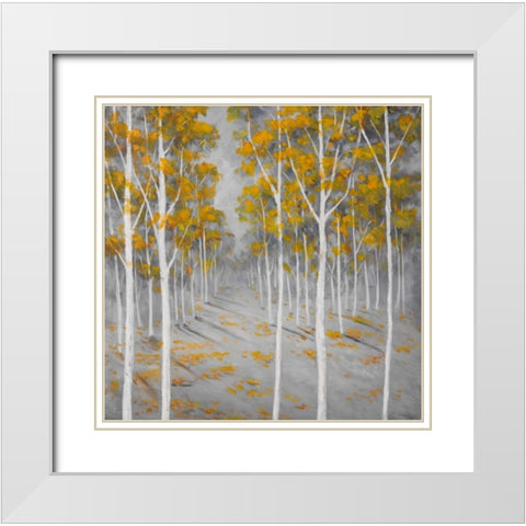 Birch Forest White Modern Wood Framed Art Print with Double Matting by Atelier B Art Studio