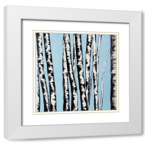 PASTEL BIRCHES White Modern Wood Framed Art Print with Double Matting by Atelier B Art Studio