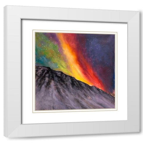 Aurora Borealis in the Mountain White Modern Wood Framed Art Print with Double Matting by Atelier B Art Studio
