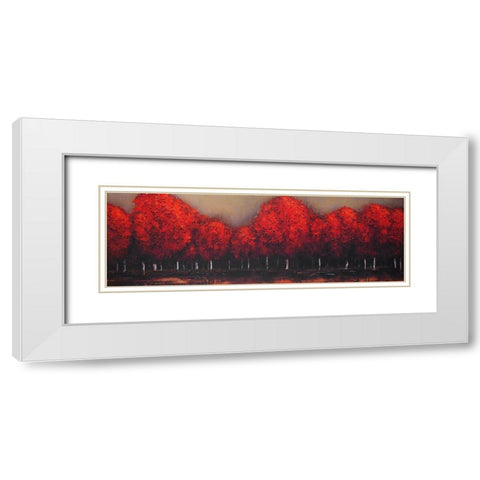 RED TREES BY A DARK DAY White Modern Wood Framed Art Print with Double Matting by Atelier B Art Studio
