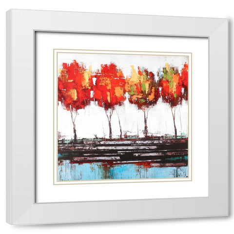 ABSTRACT INDUSTRIAL STYLE TREES White Modern Wood Framed Art Print with Double Matting by Atelier B Art Studio