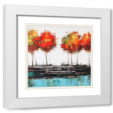 MODERN STYLE TREES White Modern Wood Framed Art Print with Double Matting by Atelier B Art Studio
