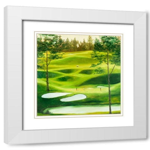 Big Golf Course White Modern Wood Framed Art Print with Double Matting by Atelier B Art Studio