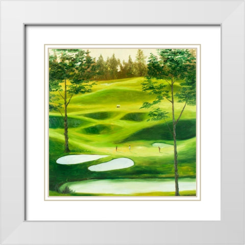 Big Golf Course White Modern Wood Framed Art Print with Double Matting by Atelier B Art Studio