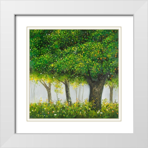 FOREST BY SUMMER White Modern Wood Framed Art Print with Double Matting by Atelier B Art Studio