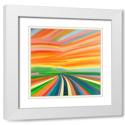 Colorful Road White Modern Wood Framed Art Print with Double Matting by Atelier B Art Studio