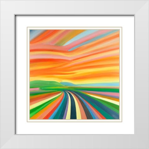 Colorful Road White Modern Wood Framed Art Print with Double Matting by Atelier B Art Studio