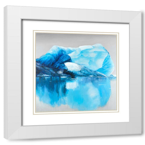 Iceland Icebergs White Modern Wood Framed Art Print with Double Matting by Atelier B Art Studio