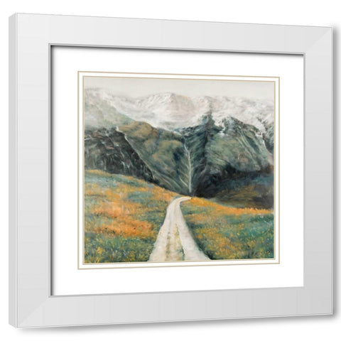 Mountainous Landscape White Modern Wood Framed Art Print with Double Matting by Atelier B Art Studio