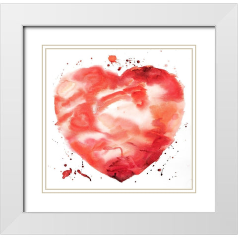 BIG HEART White Modern Wood Framed Art Print with Double Matting by Atelier B Art Studio