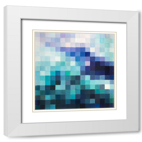 PIXELIZED LANDSCAPE White Modern Wood Framed Art Print with Double Matting by Atelier B Art Studio