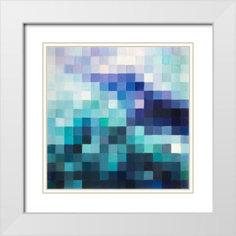 PIXELIZED LANDSCAPE White Modern Wood Framed Art Print with Double Matting by Atelier B Art Studio