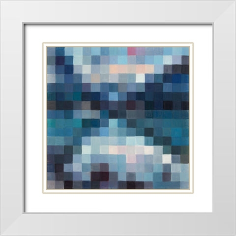 PIXELATED MOUNTAINOUS LANDSCAPE White Modern Wood Framed Art Print with Double Matting by Atelier B Art Studio